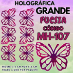Mariposas Grandes Maria Fuscia Holográfica 1 paquete contiene 6 und. código MH-107