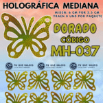 Mariposas Medianas Lenna Dorado Holográfica 1 paquete contiene 8und. código MH-037