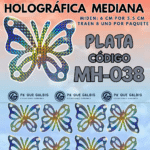 Mariposas Medianas Lenna Plateado Holográfica 1 paquete contiene 8und. código MH-038