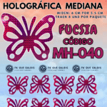 Mariposas Medianas Lenna Fuscia Holográfica 1 paquete contiene 8und. código MH-040