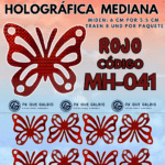 Mariposas Medianas Lenna Rojo Holográfica 1 paquete contiene 8und. código MH-041