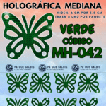 Mariposas Medianas Lenna Verde Holográfica 1 paquete contiene 8und. código MH-042