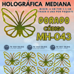 Mariposas Medianas Keiry Dorado Holográfica 1 paquete contiene 8 und. código MH-043