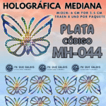 Mariposas Medianas Keiry Plateado Holográfica 1 paquete contiene 8 und. código MH-044
