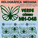 Mariposas Medianas Keiry Verde Holográfica 1 paquete contiene 8 und. código MH-048