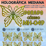 Mariposas Medianas Monarca dorado Holográfica 1 paquete contiene 8und. código MH-049