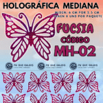 Mariposas Medianas Monarca Fuscia Holográfica 1 paquete contiene 8und. código MH-052