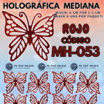 Mariposas Medianas Monarca Rojo Holográfica 1 paquete contiene 8und. código MH-053