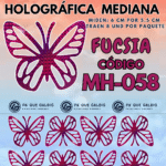 Mariposas Medianas Daniela  Fuscia Holográfica 1 paquete contiene 8 und. código MH-058