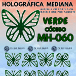 Mariposas Medianas Daniela  Verde  Holográfica 1 paquete contiene 8 und. código MH-060