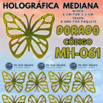 Mariposas Medianas Fabiola  Dorado Holográfica 1 paquete contiene 8und. código MH-061