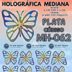 Mariposas Medianas Fabiola  Plateado Holográfica 1 paquete contiene 8und. código MH-062