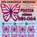 Mariposas Medianas Fabiola  Fucsia Holográfica 1 paquete contiene 8und. código MH-064