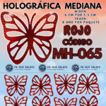 Mariposas Medianas Fabiola  Rojo Holográfica 1 paquete contiene 8 und. código MH-065