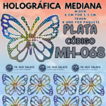 Mariposas Medianas Maria Plateado Holográfica 1 paquete contiene 8und. código MH-068