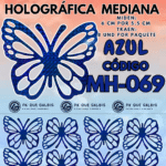 Mariposas Medianas Maria Azul Holográfica 1 paquete contiene 8und. código MH-069