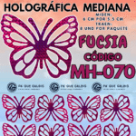 Mariposas Medianas Maria Fucsia Holográfica 1 paquete contiene 8und. código MH-070