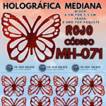 Mariposas Medianas Maria Rojo Holográfica 1 paquete contiene 8und. código MH-071