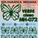 Mariposas Medianas Maria Verde Holográfica 1 paquete contiene 8und. código MH-072