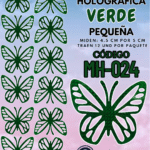 Mariposas Pequeñas Daniela Verde Holográfica 1 paquete contiene 12 und. código MH-024