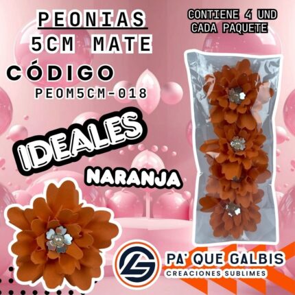 Flor Peonias 5 Cm Mate
cod. PEOM5CM-018
Naranja