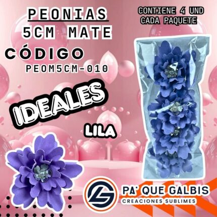 Flor Peonias 5 Cm Mate
cod. PEOM5CM-010
Lila