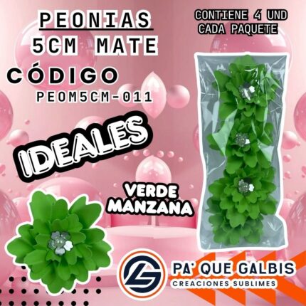 Flor Peonias 5 Cm Mate
cod. PEOM5CM-011
Verde Manzana