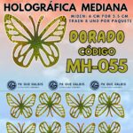 Mariposas Medianas Daniela  Dorado Holográfica 1 paquete contiene 8 und. código MH-043