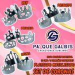 SET DE CORONAS PLATEADO METALIZADAS 1 PAQUETE CONTIENE 12 CON 3 TAMAÑOS DIFERENTES