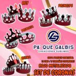 SET DE CORONAS ROJO METALIZADA 1 PAQUETE CONTIENE 12 UND CON 3 TAMAÑOS DIFERENTES