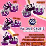 SET DE CORONAS FUCSIA METALIZADA 1 PAQUETE CONTIENE 12 UND CON 3 TAMAÑOS DIFERENTES