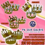 SET DE CORONAS DORADO HOLOGRÁFICAS 1 PAQUETE CONTIENE 12 UND CON 3 TAMAÑOS DIFERENTES