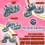 SET DE CORONAS PLATEADO ESCARCHADAS 1 PAQUETE CONTIENE 12 UND CON 3 TAMAÑOS DIFERENTES