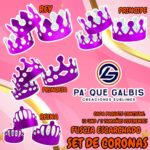 SET DE CORONAS FUCSIA ESCARCHADAS 1 PAQUETE CONTIENE 12 UND CON 3 TAMAÑOS DIFERENTES