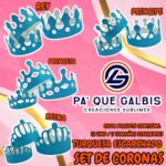 SET DE CORONAS TURQUESA ESCARCHADAS 1 PAQUETE CONTIENE 12 UND CON 3 TAMAÑOS DIFERENTES
