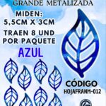 HOJAS GRANDES FRANYI AZUL  METALIZADAS 1 PAQUETE CONTIENE 8 UND CÓDIGO HOJAFRANM-012