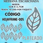 HOJAS MEDIANAS FRANYI PLATEADO ESCARCHADAS 1 PAQUETE CONTIENE 10 UND CÓDIGO HOJAFRANE-005