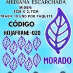 HOJAS MEDIANAS FRANYI MORADO ESCARCHADAS 1 PAQUETE CONTIENE 10 UND CÓDIGO HOJAFRANE-020