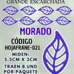HOJAS GRANDES FRANYI MORADO  ESCARCHADAS 1 PAQUETE CONTIENE 8 UND CÓDIGO HOJAFRANE-021