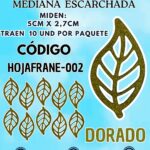 HOJAS MEDIANAS FRANYI DORADO ESCARCHADAS 1 PAQUETE CONTIENE 10 UND CÓDIGO HOJAFRANE-002
