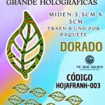 HOJAS GRANDES FRANYI DORADO HOLOGRÁFICAS 1 PAQUETE CONTIENE 8 UND CÓDIGO HOJAFRANH-003