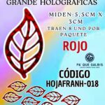 HOJAS GRANDES FRANYI ROJO HOLOGRÁFICAS 1 PAQUETE CONTIENE 8 UND CÓDIGO HOJAFRANH-018