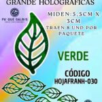 HOJAS GRANDES FRANYI VERDE HOLOGRÁFICAS 1 PAQUETE CONTIENE 8 UND CÓDIGO HOJAFRANH-030