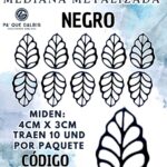 HOJAS MEDIANAS ONDULADA NEGRO METALIZADAS 1 PAQUETE CONTIENE 10 UND CÓDIGO HOJASONM-023