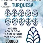 HOJAS MEDIANAS ONDULADA TURQUESA METALIZADAS 1 PAQUETE CONTIENE 10 UND CÓDIGO HOJASONM-026
