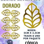 HOJAS GRANDES ONDULADA DORADO METALIZADAS 1 PAQUETE CONTIENE 8 UND CÓDIGO HOJASONM-003