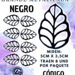 HOJAS GRANDES ONDULADA NEGRO METALIZADAS 1 PAQUETE CONTIENE 8 UND CÓDIGO HOJASONM-024