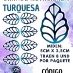 HOJAS GRANDES ONDULADA TURQUESA METALIZADAS 1 PAQUETE CONTIENE 8 UND CÓDIGO HOJASONM-027