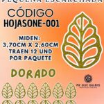 HOJAS PEQUEÑAS ONDULADA DORADO ESCARCHADAS 1 PAQUETE CONTIENE 12 UND CÓDIGO HOJASONM-001