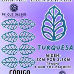 HOJAS GRANDES ONDULADA TURQUESA ESCARCHADAS 1 PAQUETE CONTIENE 8 UND CÓDIGO HOJASONM-027